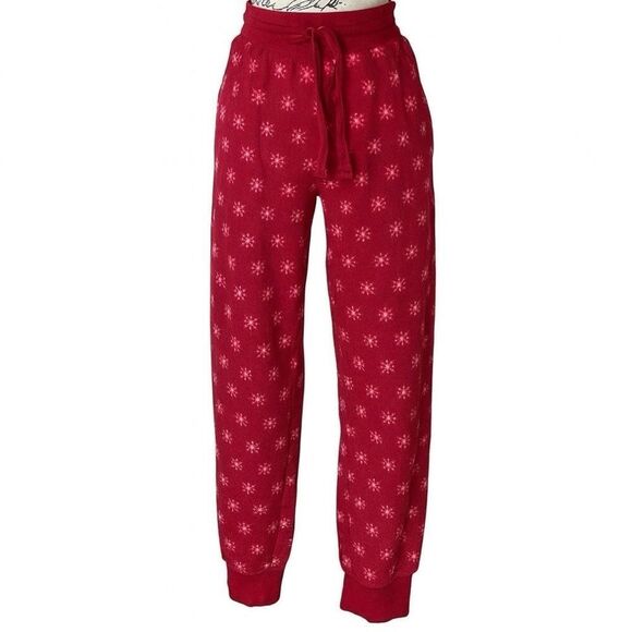 Jockey Red Snowflake Fleece Jogger Pajama Pants SZ S - Picture 3 of 6